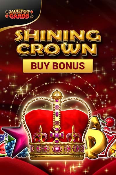 Screenshot des Casinia Slot "Shining Crown" mit hervorgehobenen Kauf-Bonus- und RTP-Anzeigen